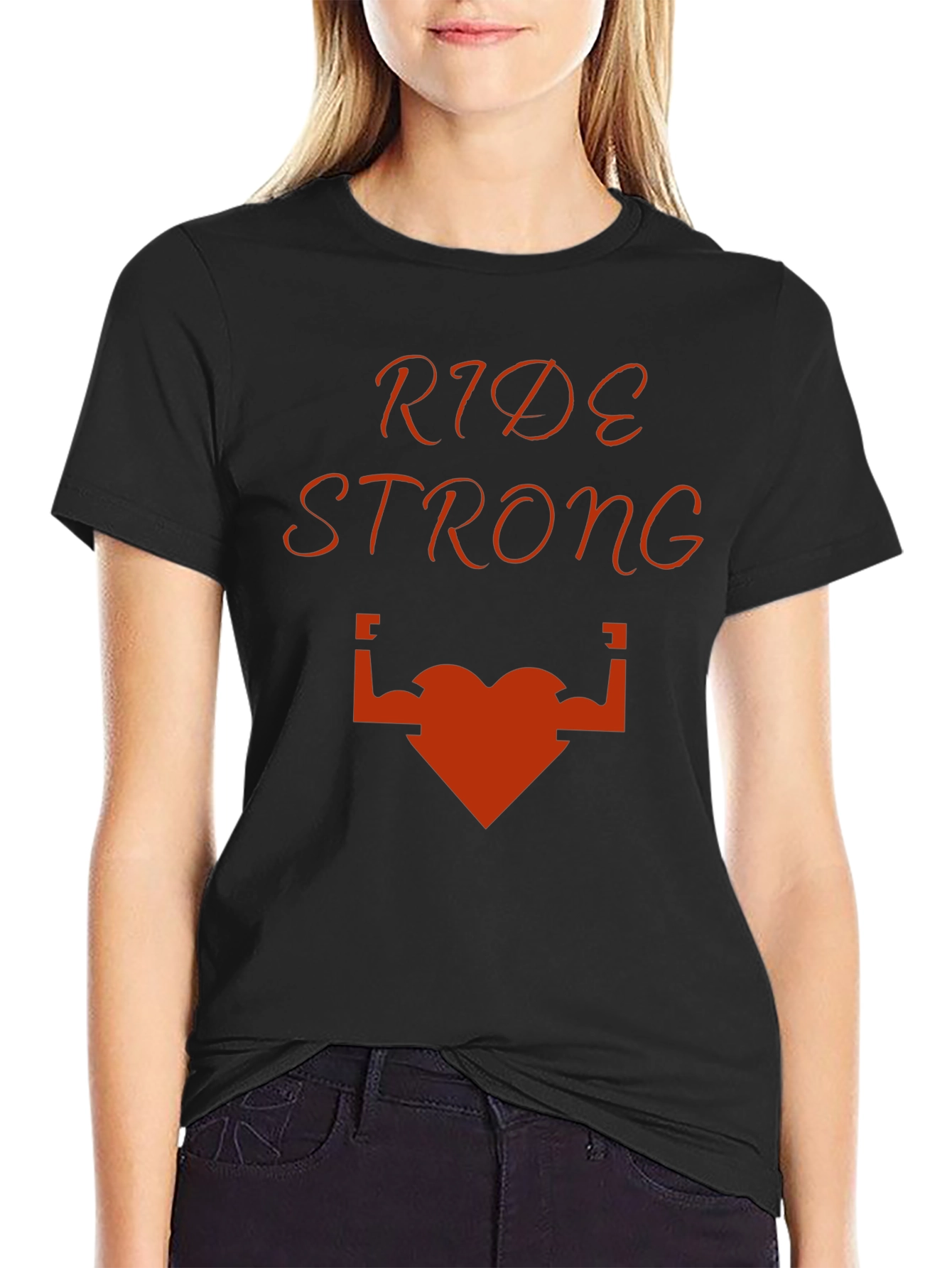 Camiseta Negra Ride Strong Corazón Musculoso