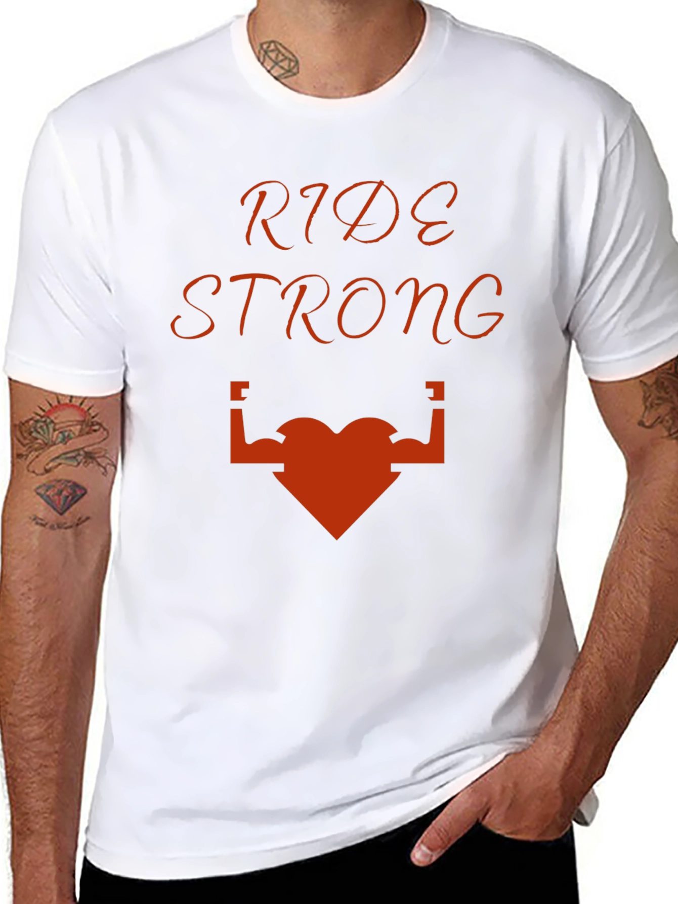Camiseta Negra Ride Strong Corazón Musculoso