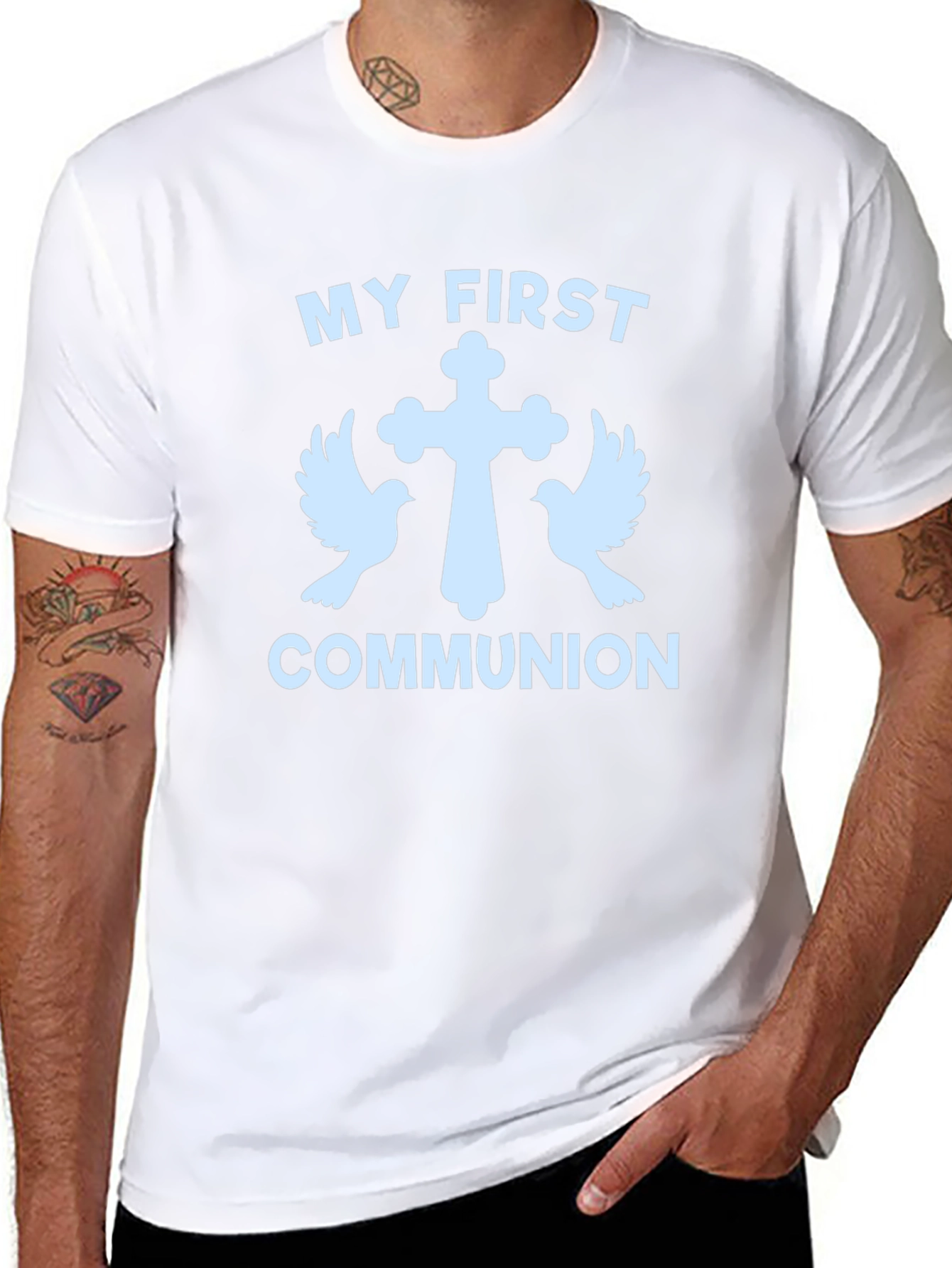 Camiseta Primera Comunión con Cruz y Palomas