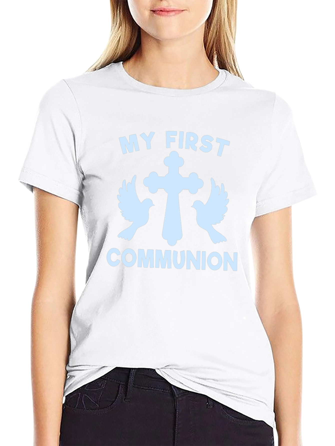 Camiseta Primera Comunión con Cruz y Palomas