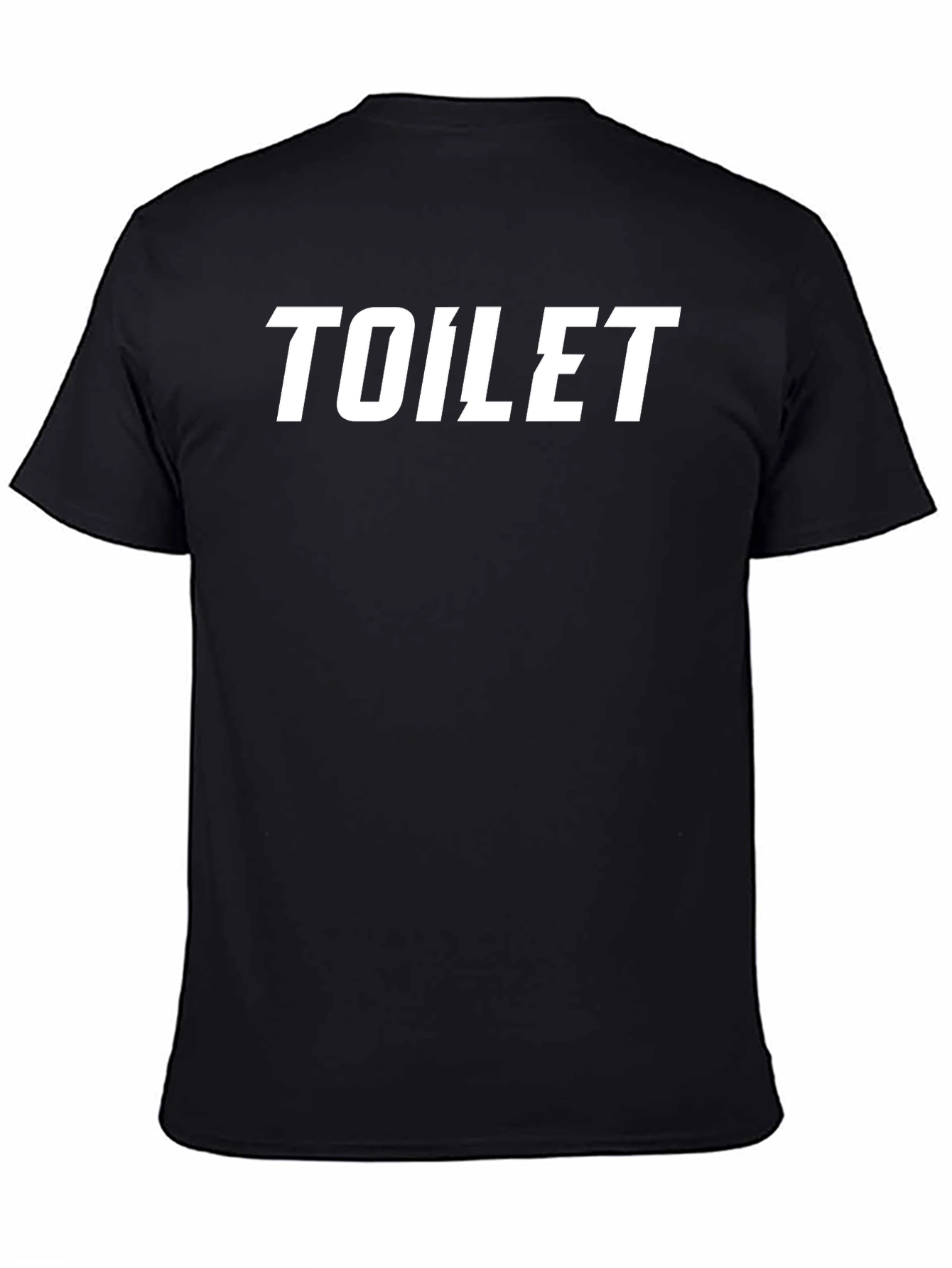 Camiseta Negra con Estampado TOILET en Blanco
