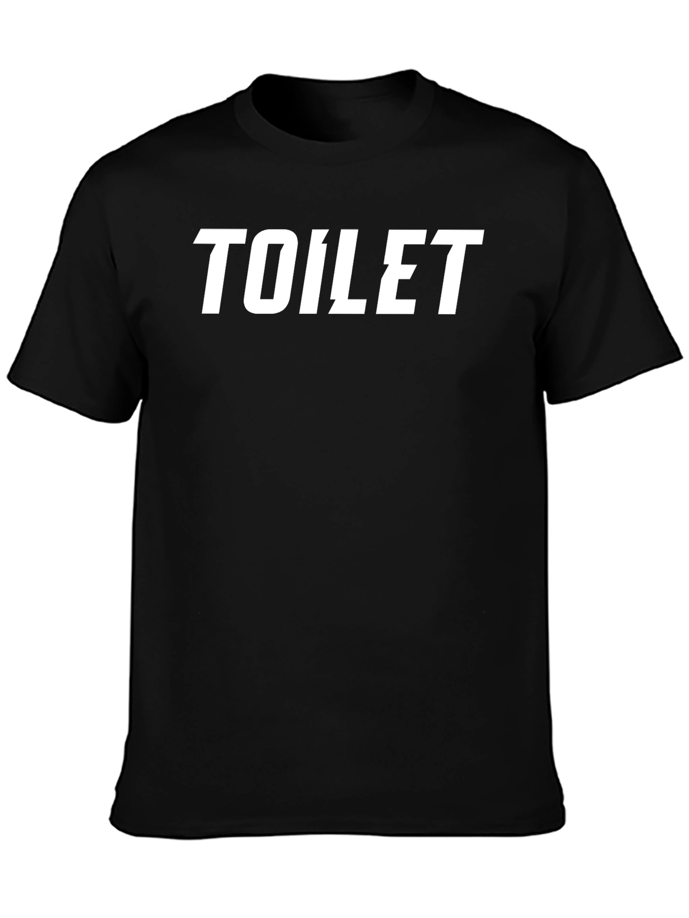 Camiseta Negra con Estampado TOILET en Blanco