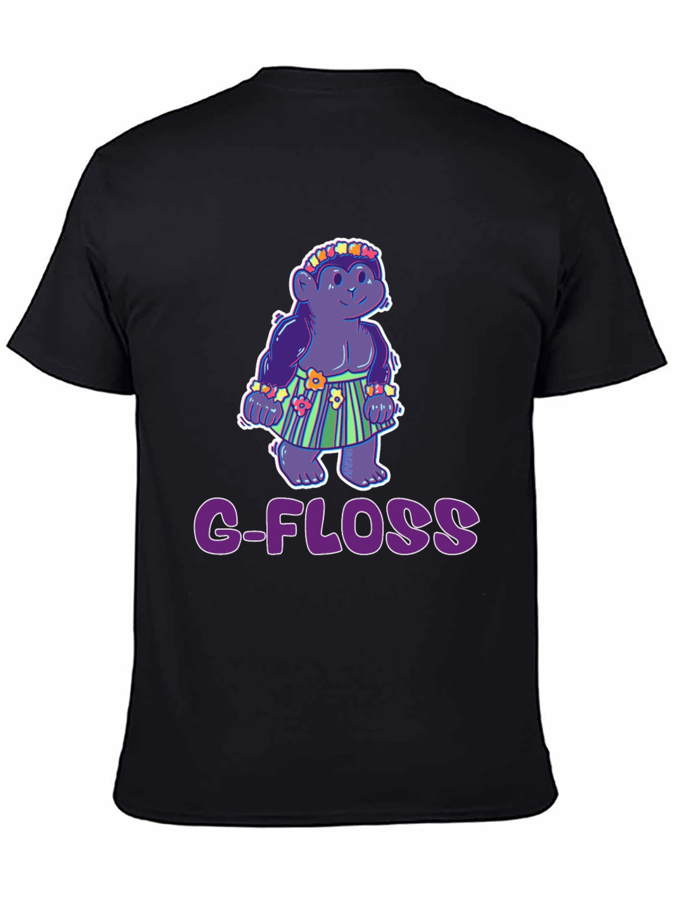 Camiseta Negra con Diseño Gracioso G-FLOSS