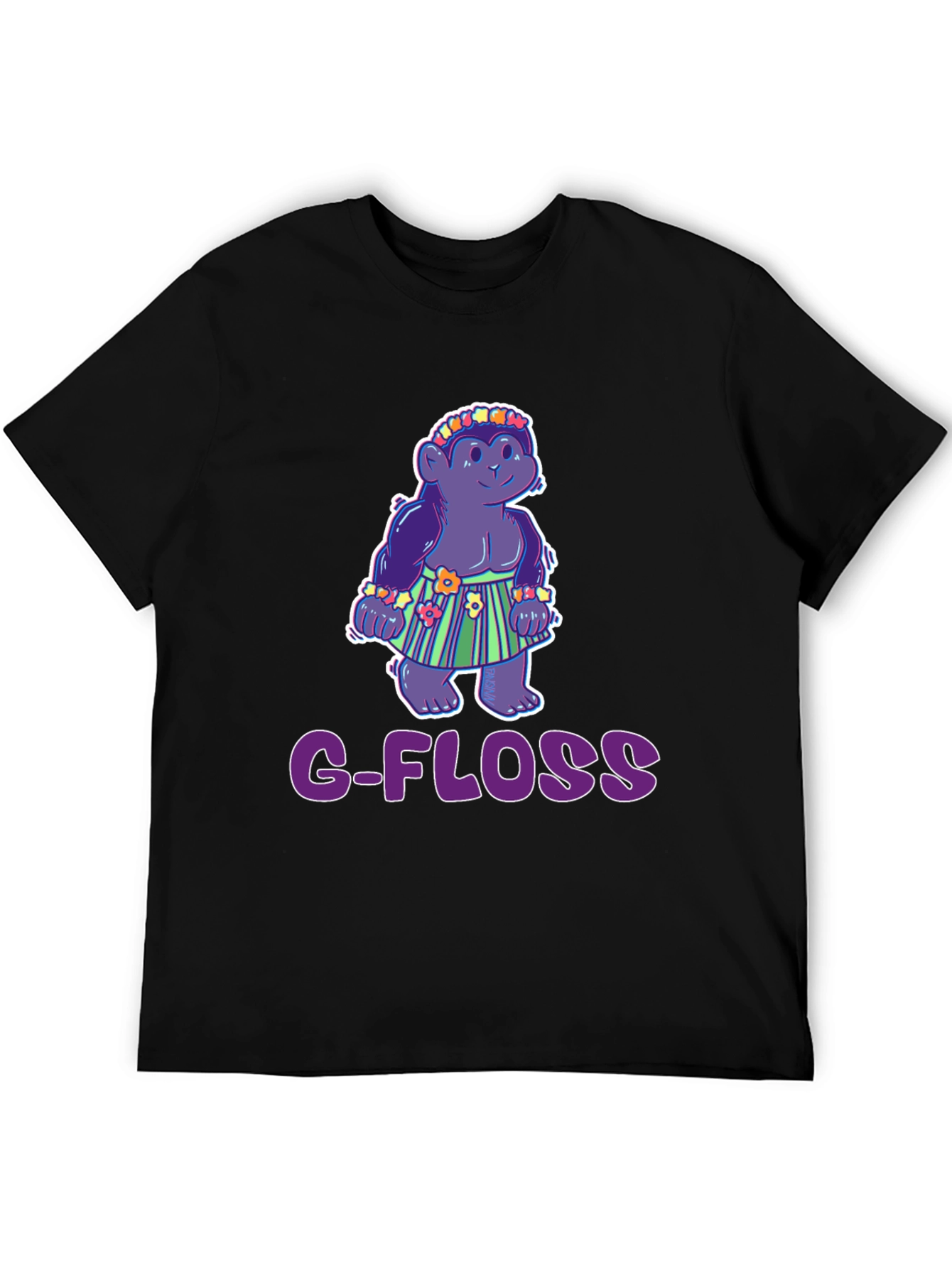 Camiseta Negra con Diseño Gracioso G-FLOSS
