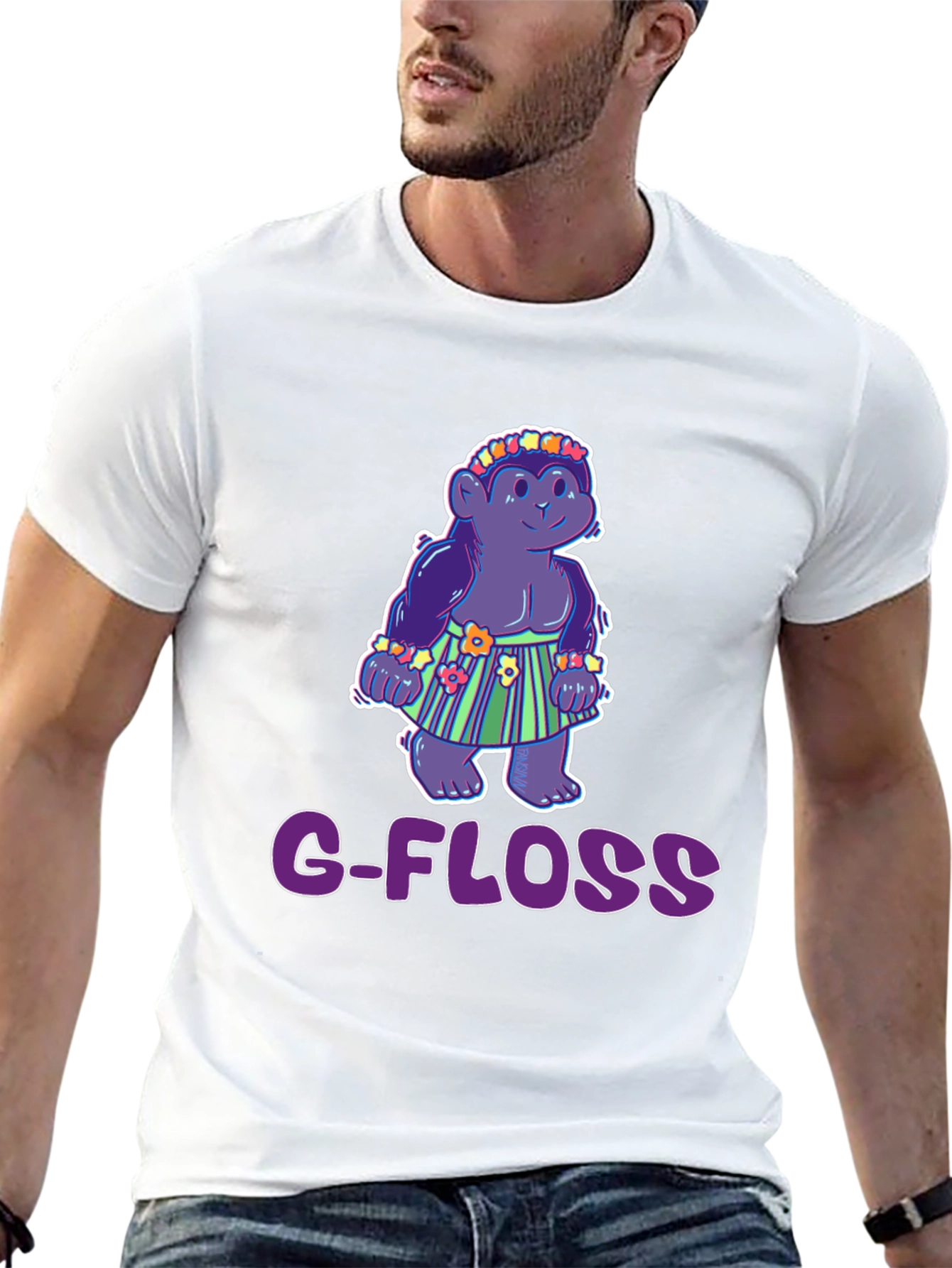 Camiseta Negra con Diseño Gracioso G-FLOSS