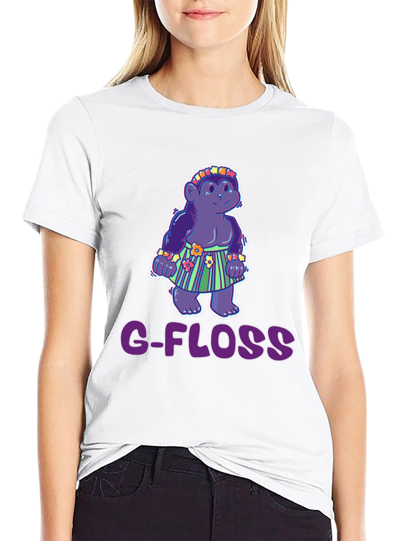 Camiseta Negra con Diseño Gracioso G-FLOSS
