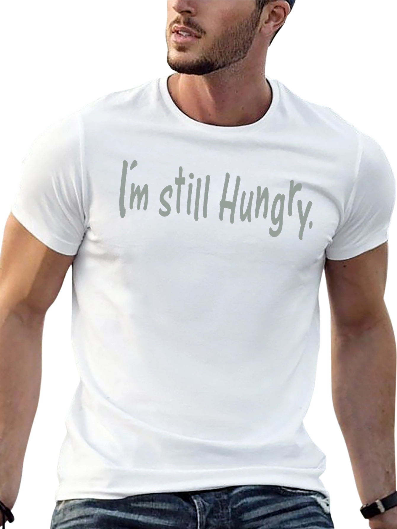 Camiseta Negra Aún Tengo Hambre Casual para Hombre