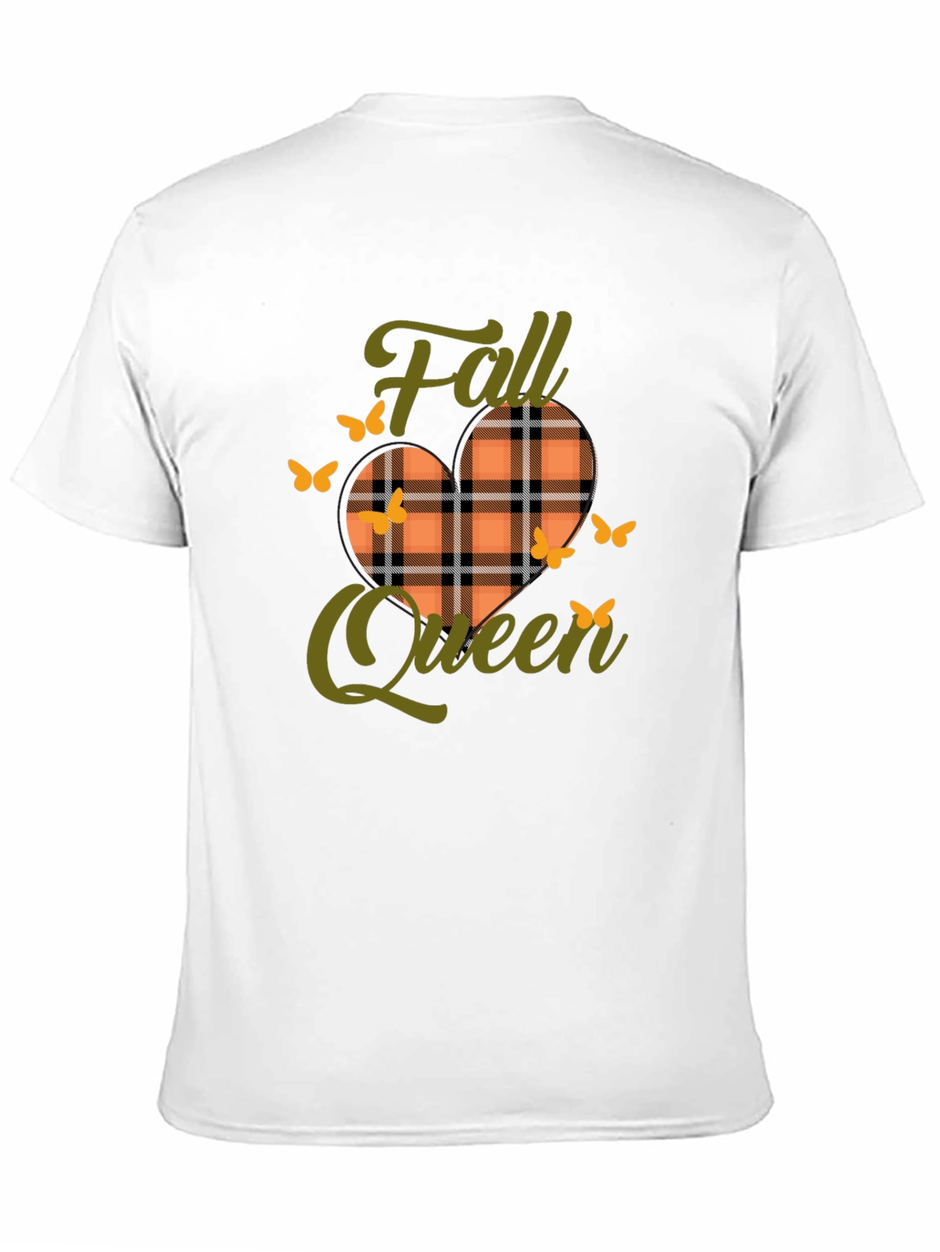 Camiseta Negra Reina de Otoño con Diseño a Cuadros