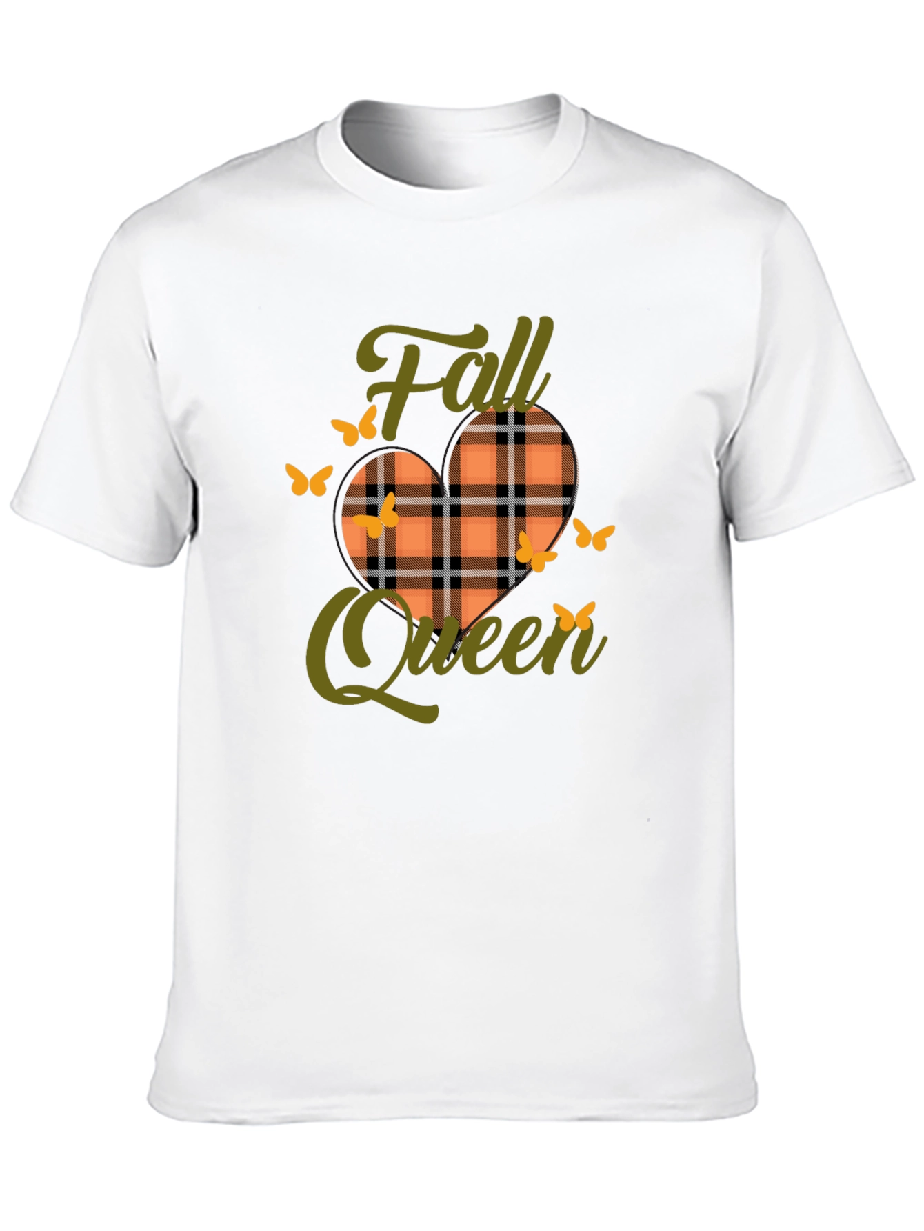 Camiseta Negra Reina de Otoño con Diseño a Cuadros