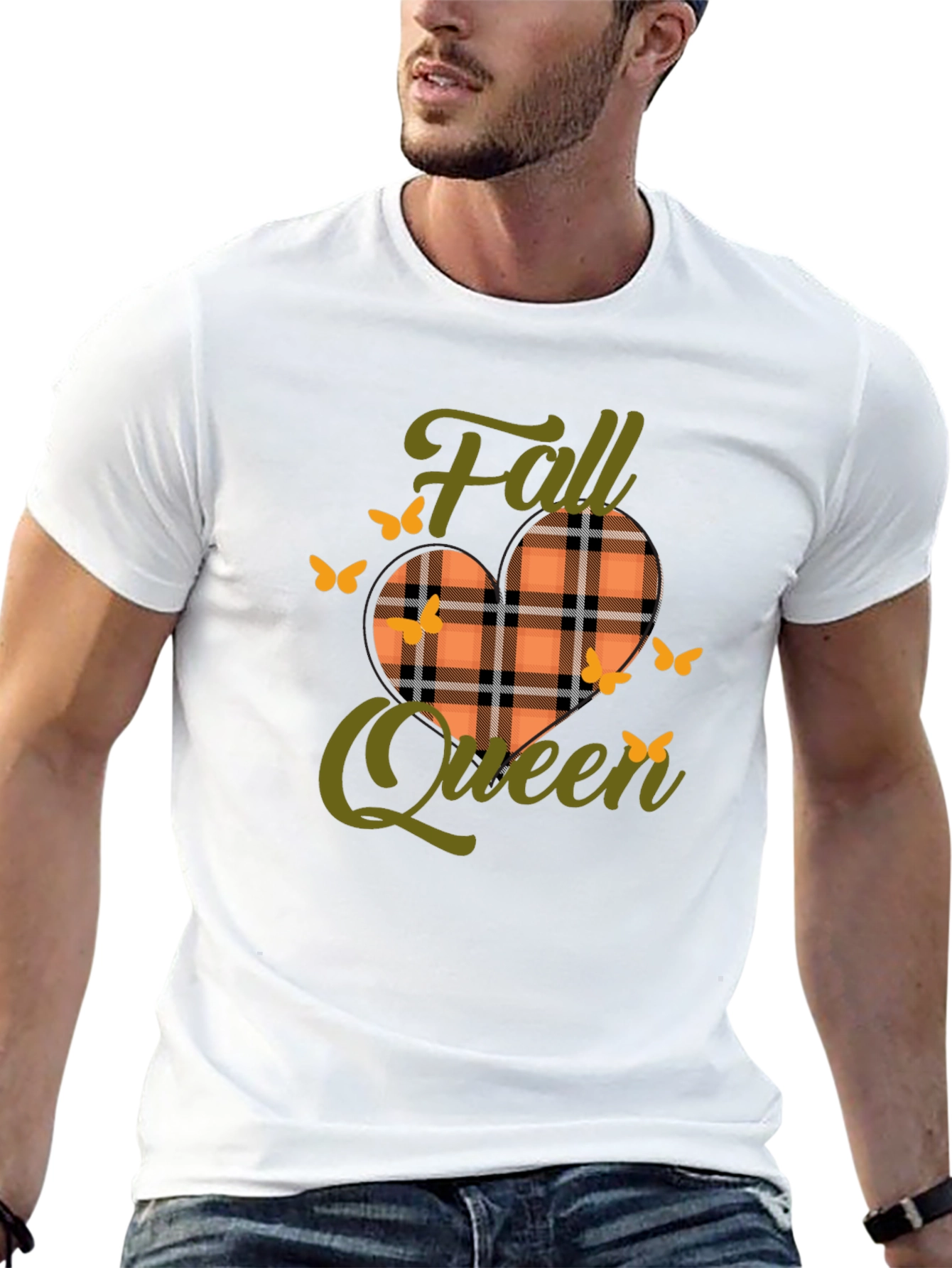 Camiseta Negra Reina de Otoño con Diseño a Cuadros