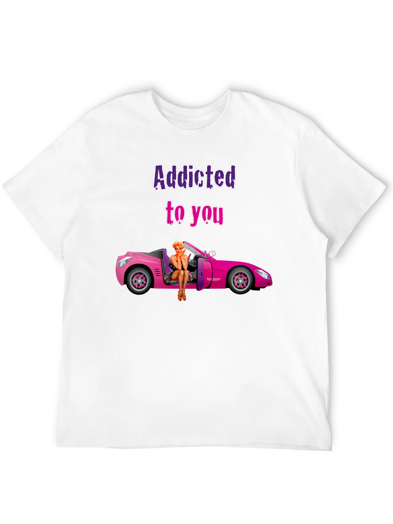 Camiseta Negra Addicted to You con Coche Rosa