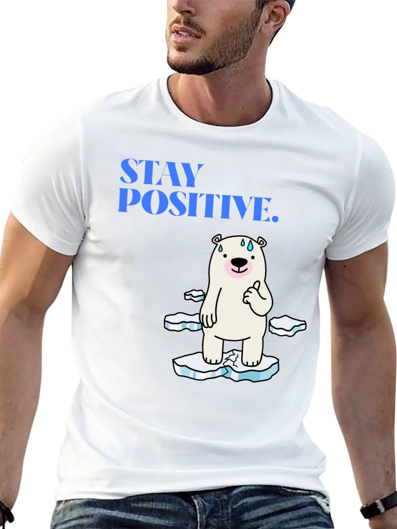 Camiseta Negra Stay Positive Oso Polar