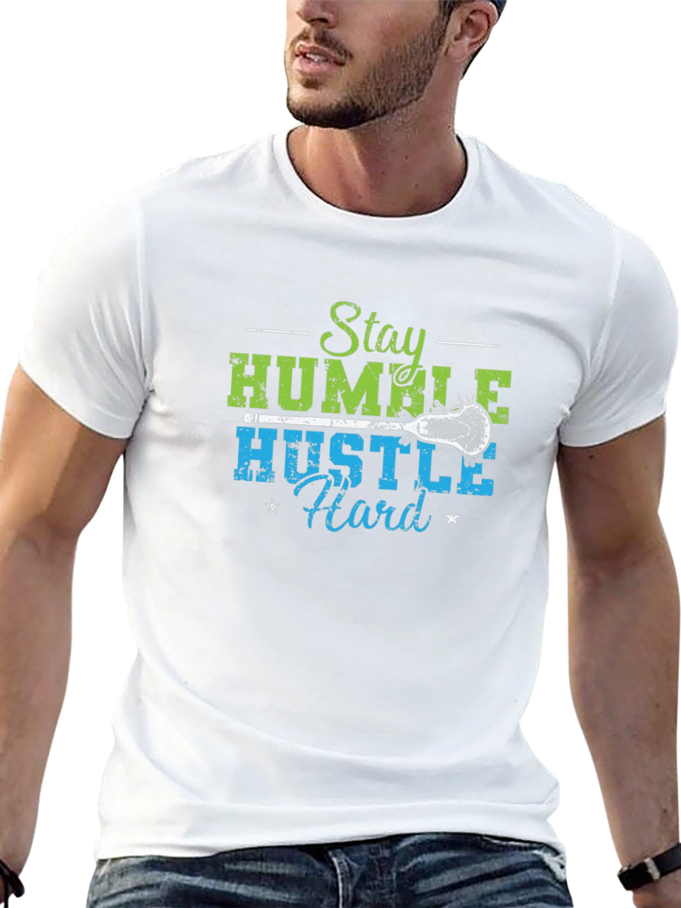 Camiseta Negra Stay Humble Hustle Hard Lacrosse