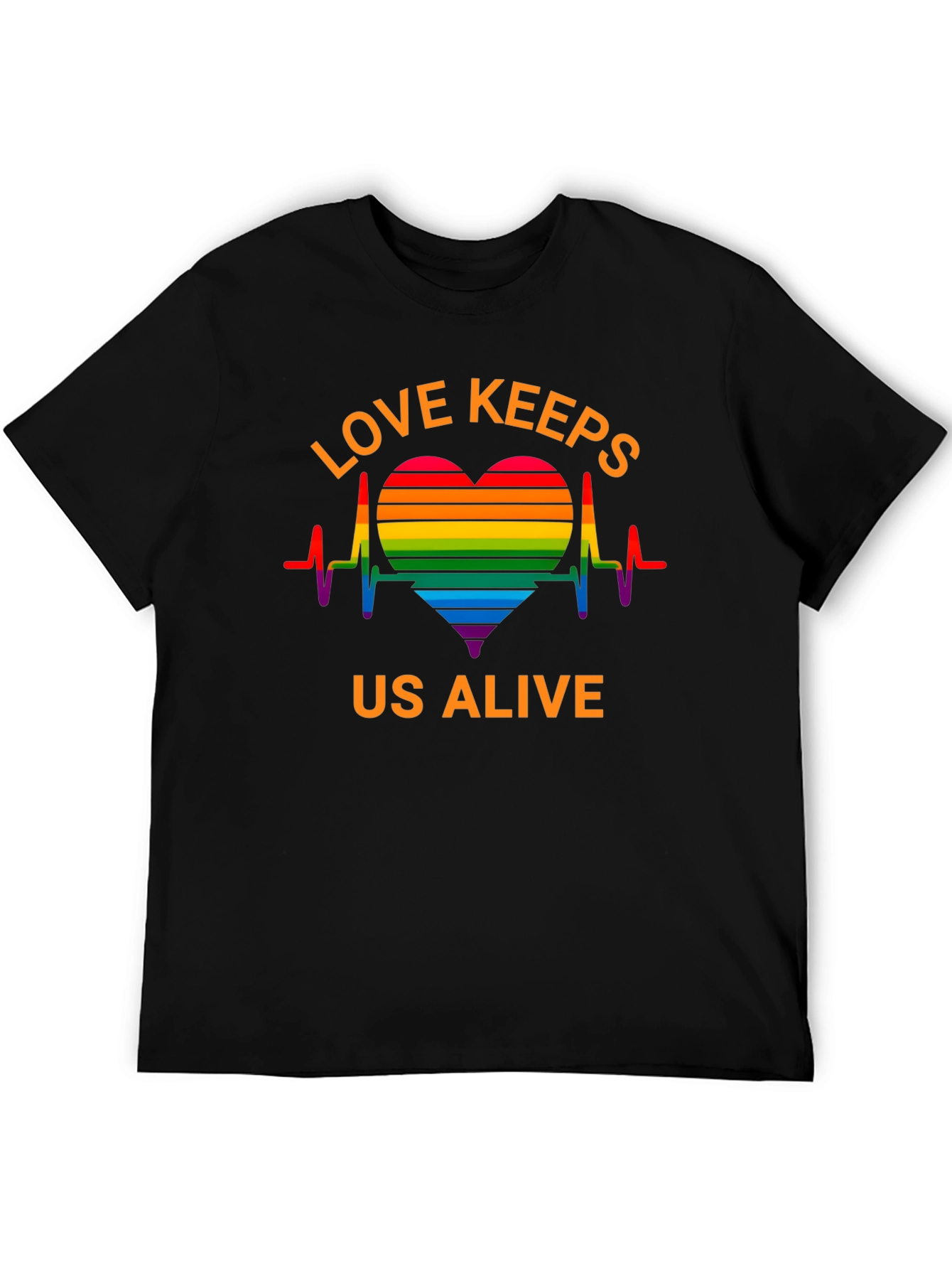 Camiseta Negra LGBT El Amor Nos Mantiene Vivos