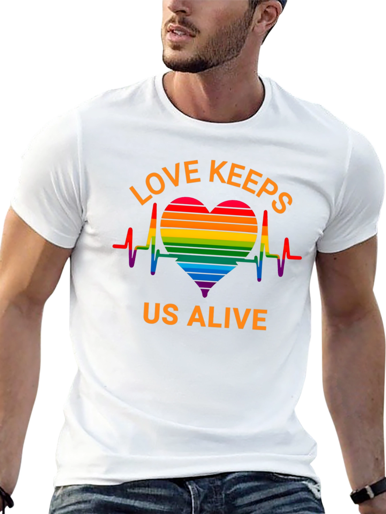 Camiseta Negra LGBT El Amor Nos Mantiene Vivos
