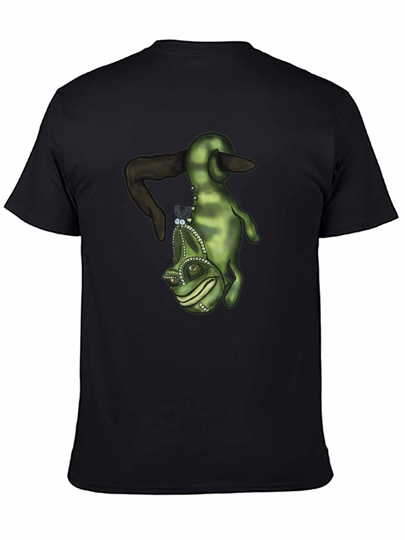 Camiseta Negra con Diseño de Camaleón Divertido
