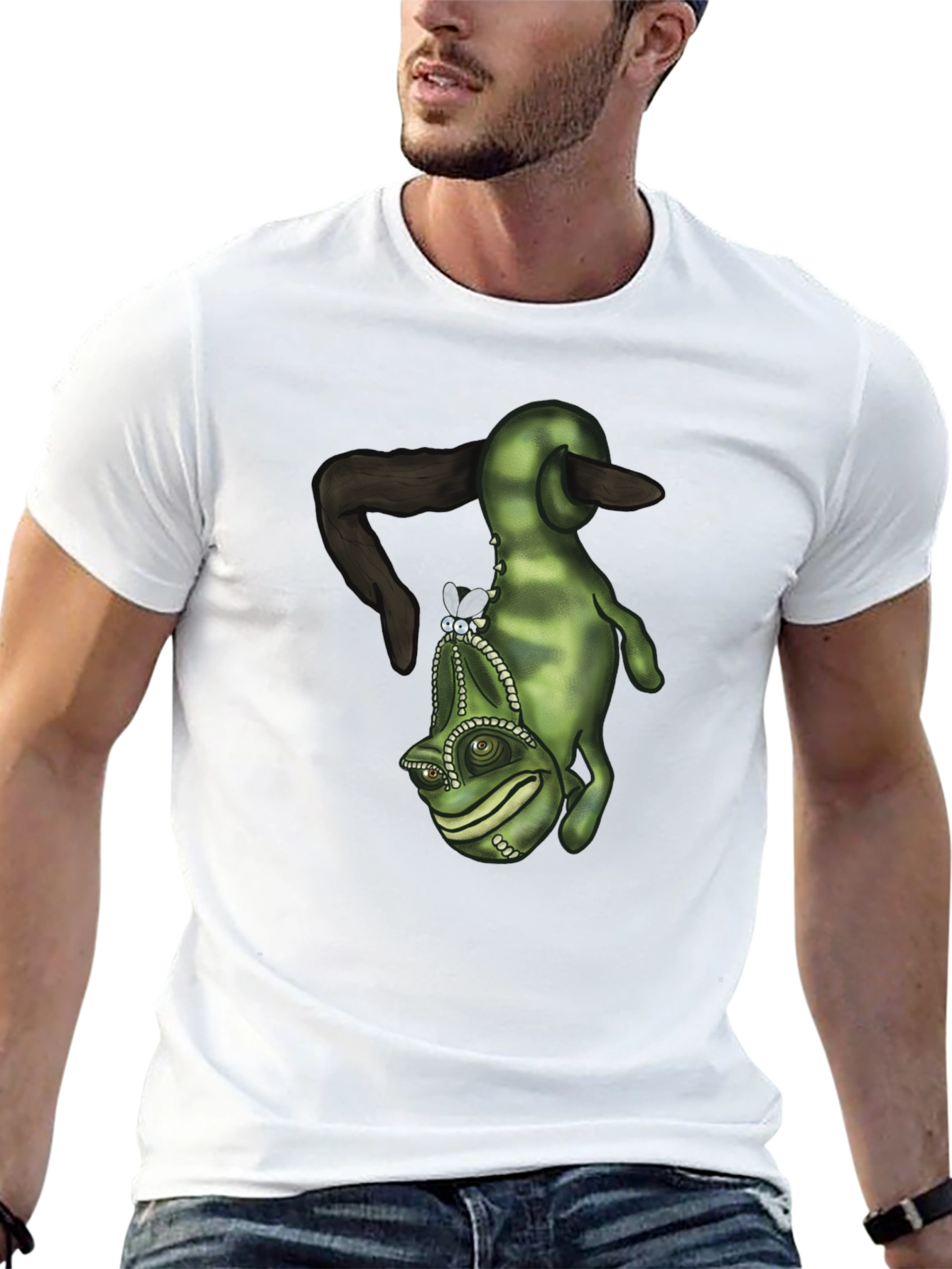 Camiseta Negra con Diseño de Camaleón Divertido