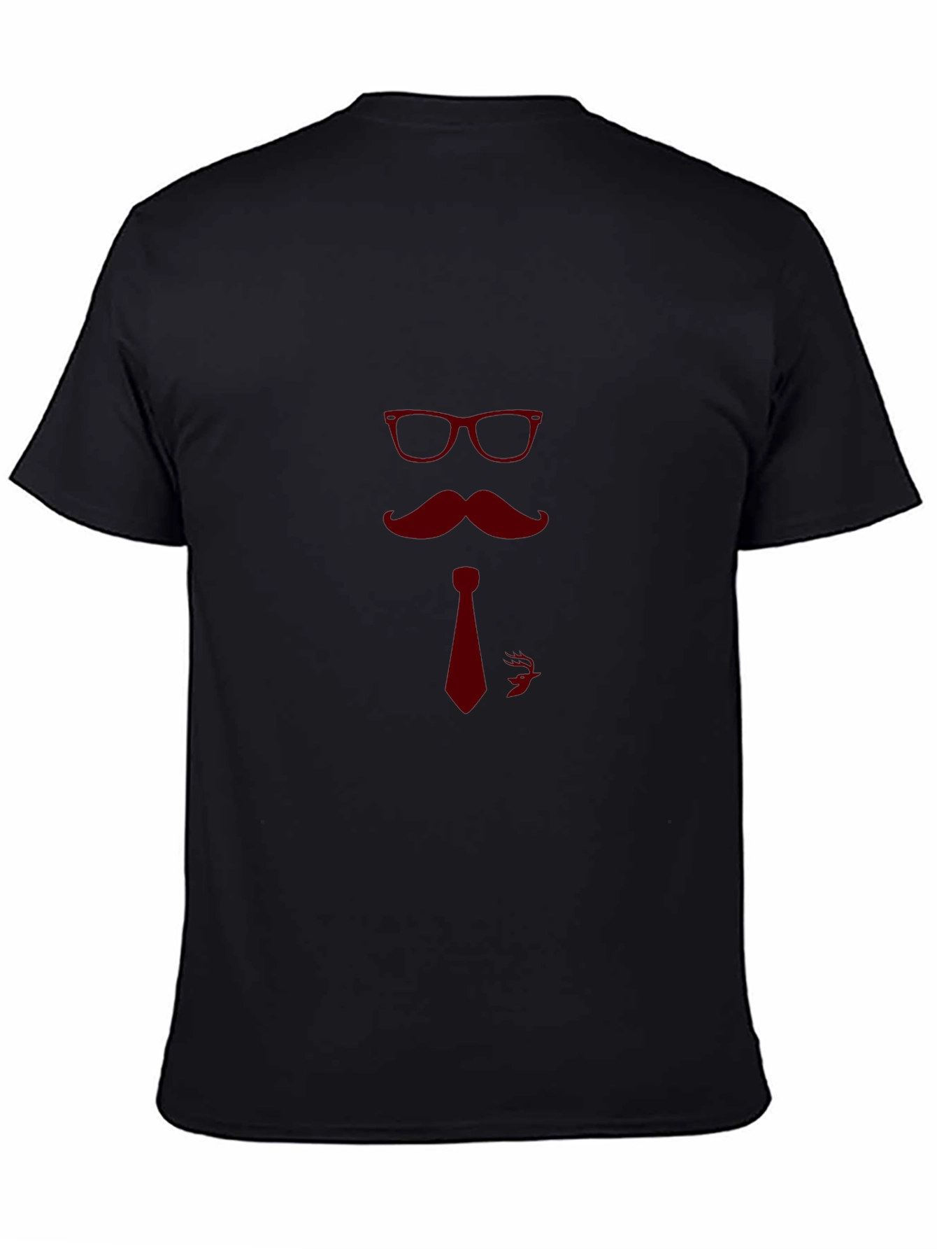 Camiseta Negra con Diseño de Bigote y Gafas