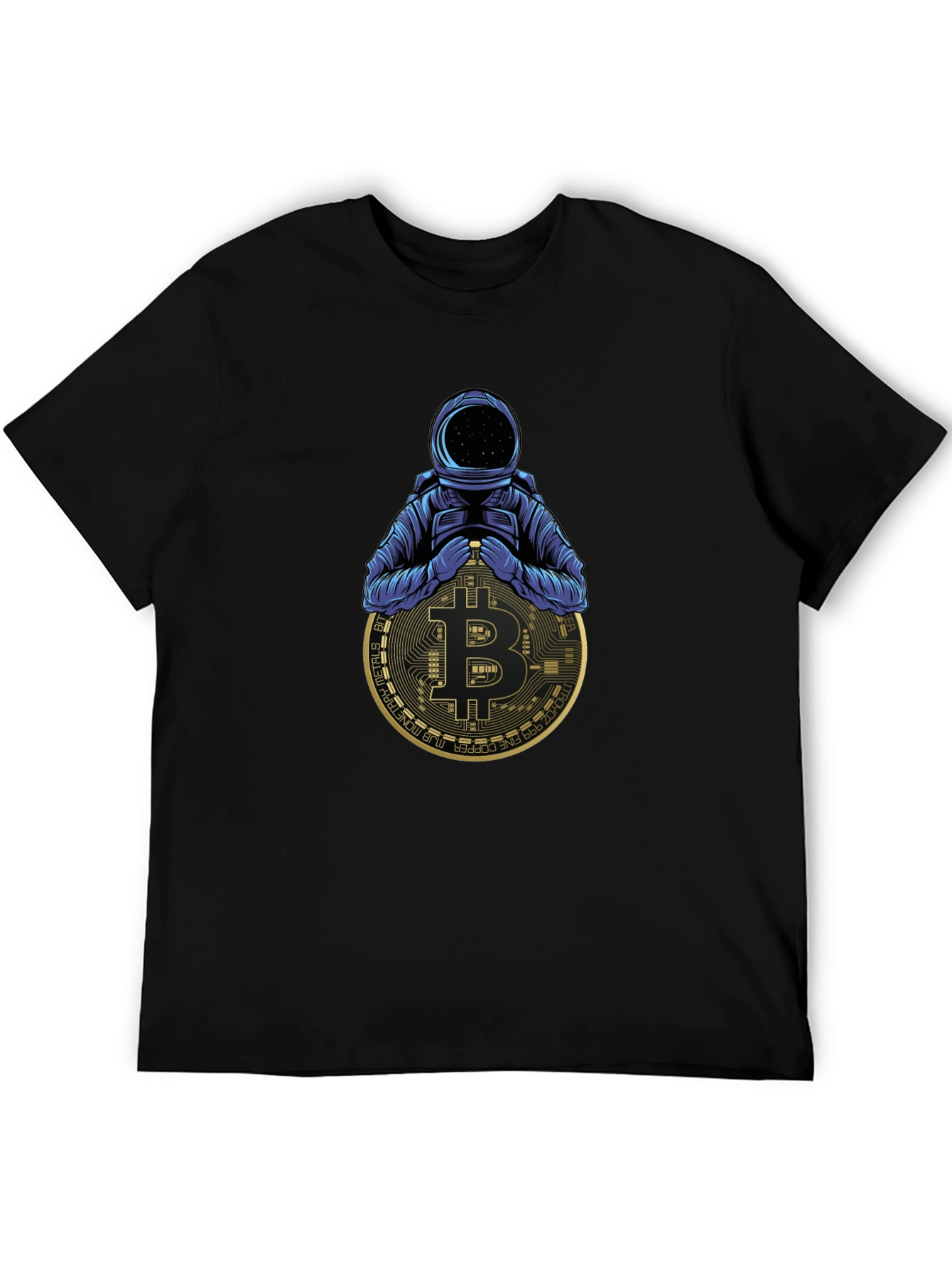 Camiseta Negra Astronauta Bitcoin Crypto