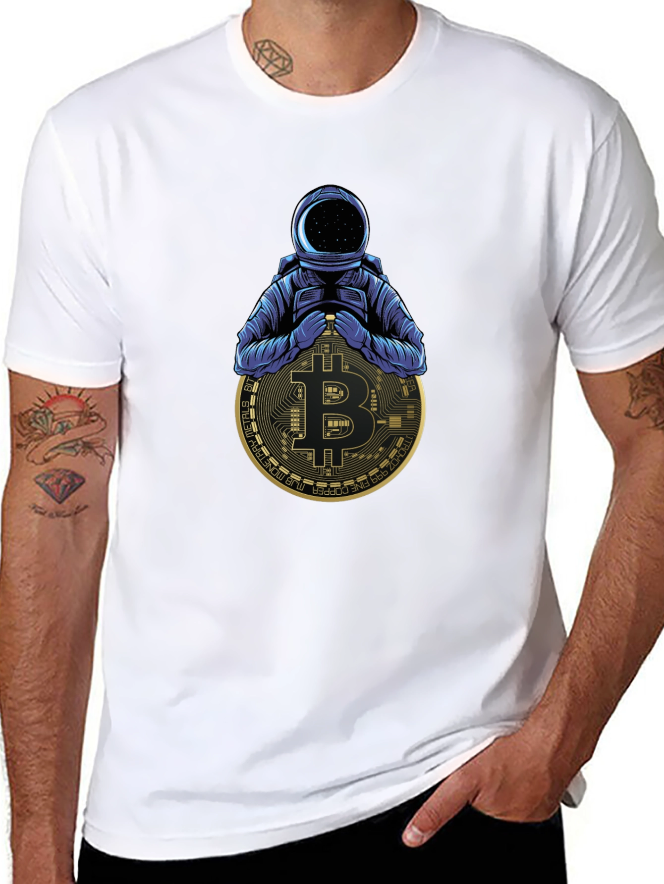 Camiseta Negra Astronauta Bitcoin Crypto