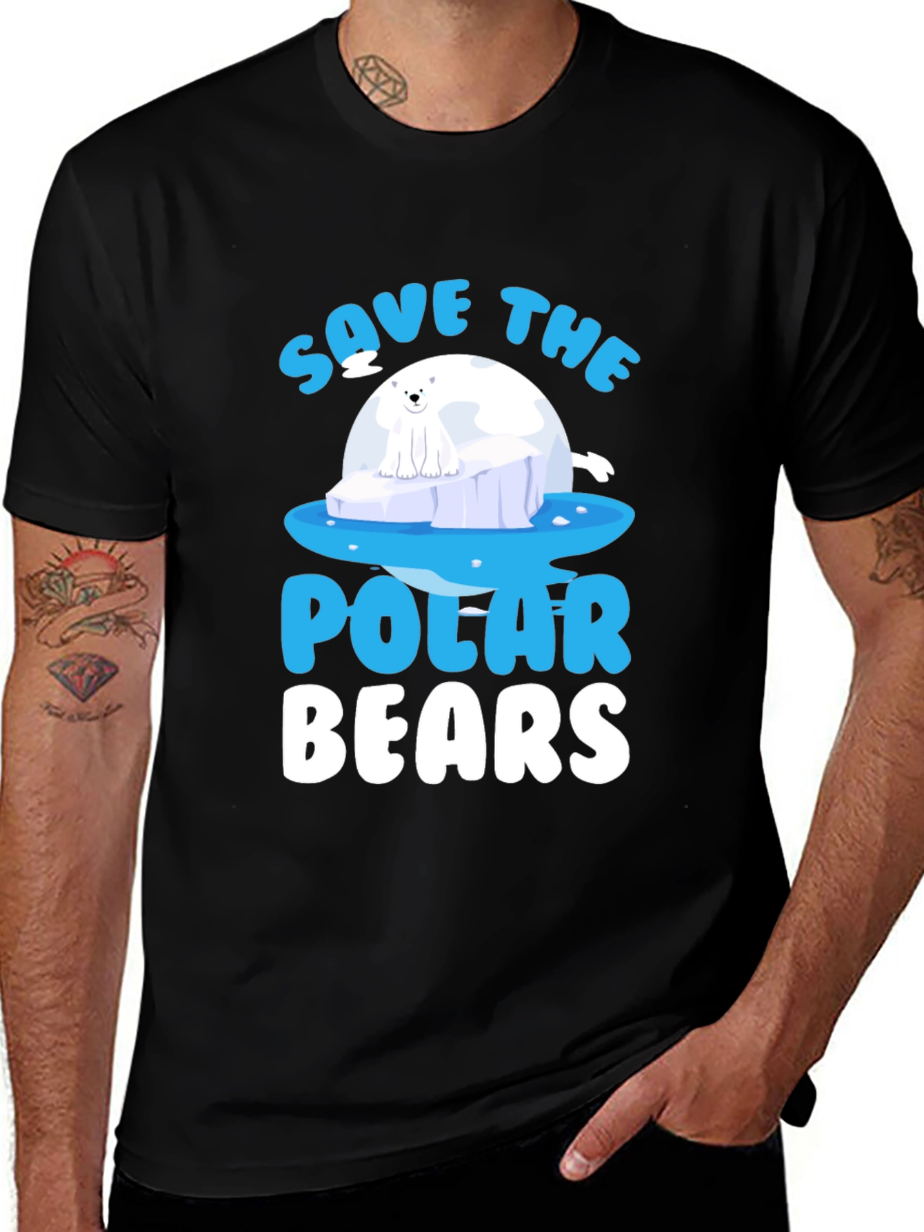 Camiseta Negra Salvar Osos Polares - Diseño Gráfico