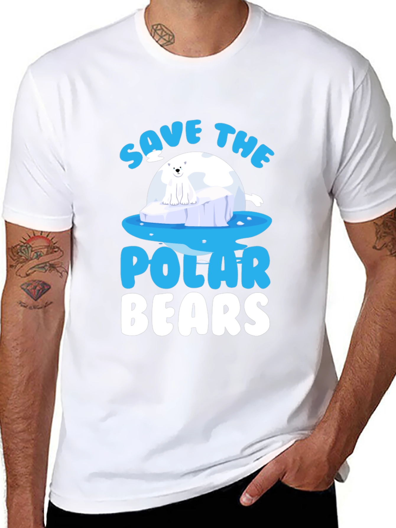 Camiseta Negra Salvar Osos Polares - Diseño Gráfico