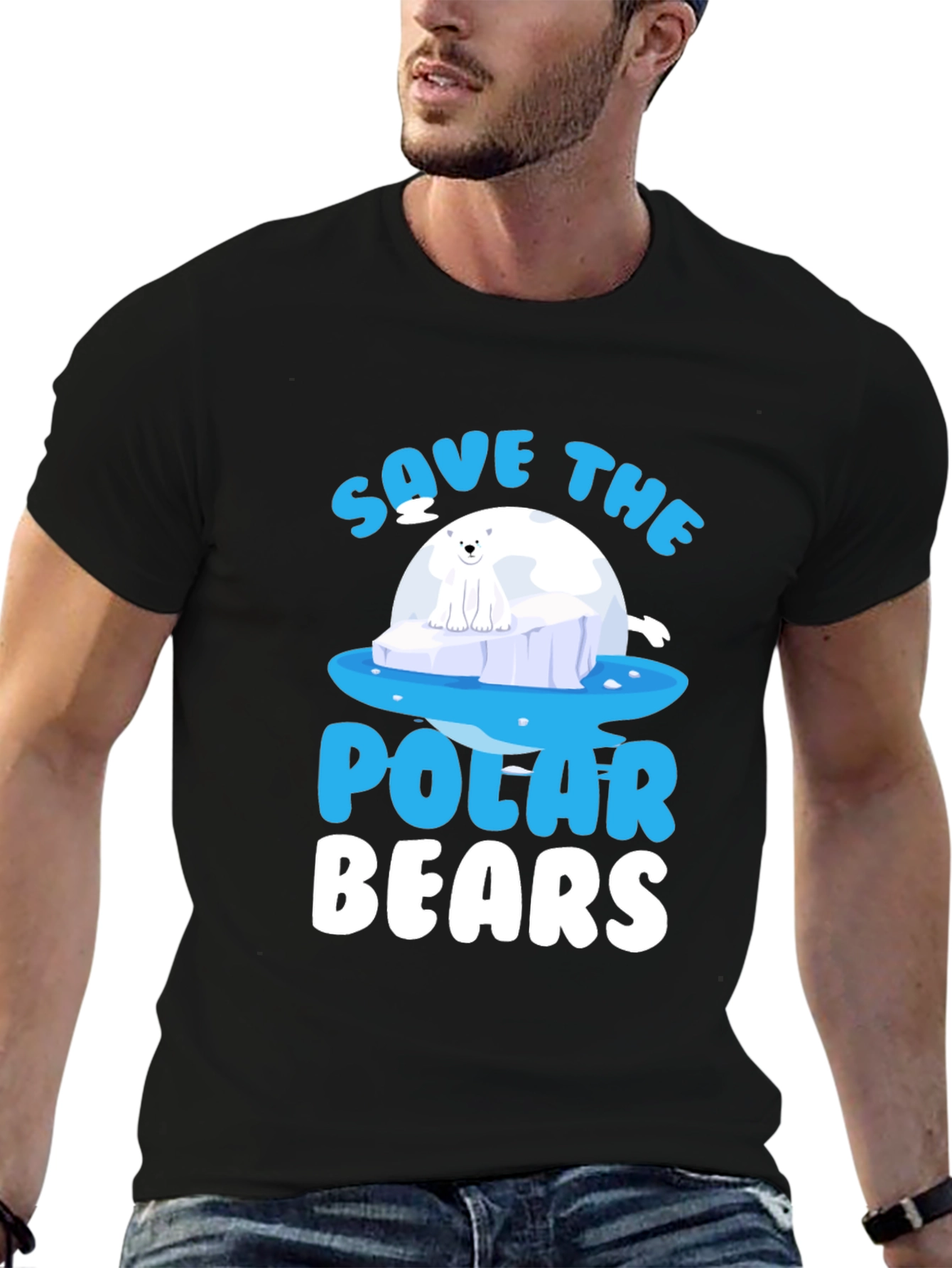 Camiseta Negra Salvar Osos Polares - Diseño Gráfico