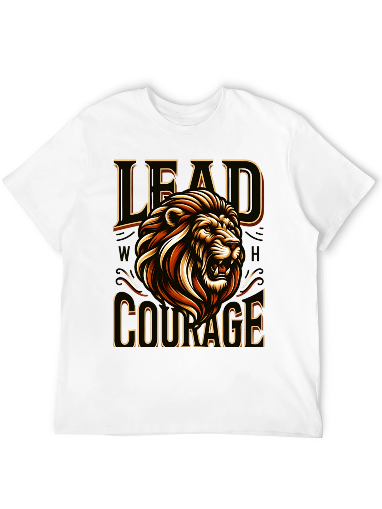 Camiseta Negra con Diseño de León Liderazgo