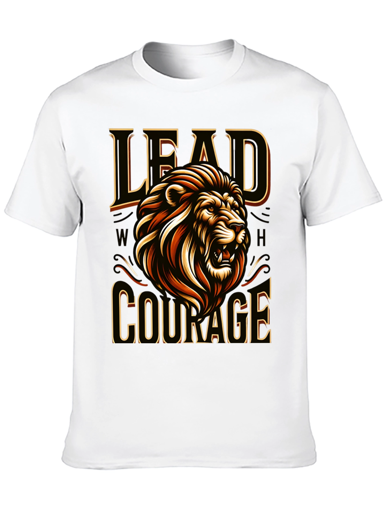 Camiseta Negra con Diseño de León Liderazgo