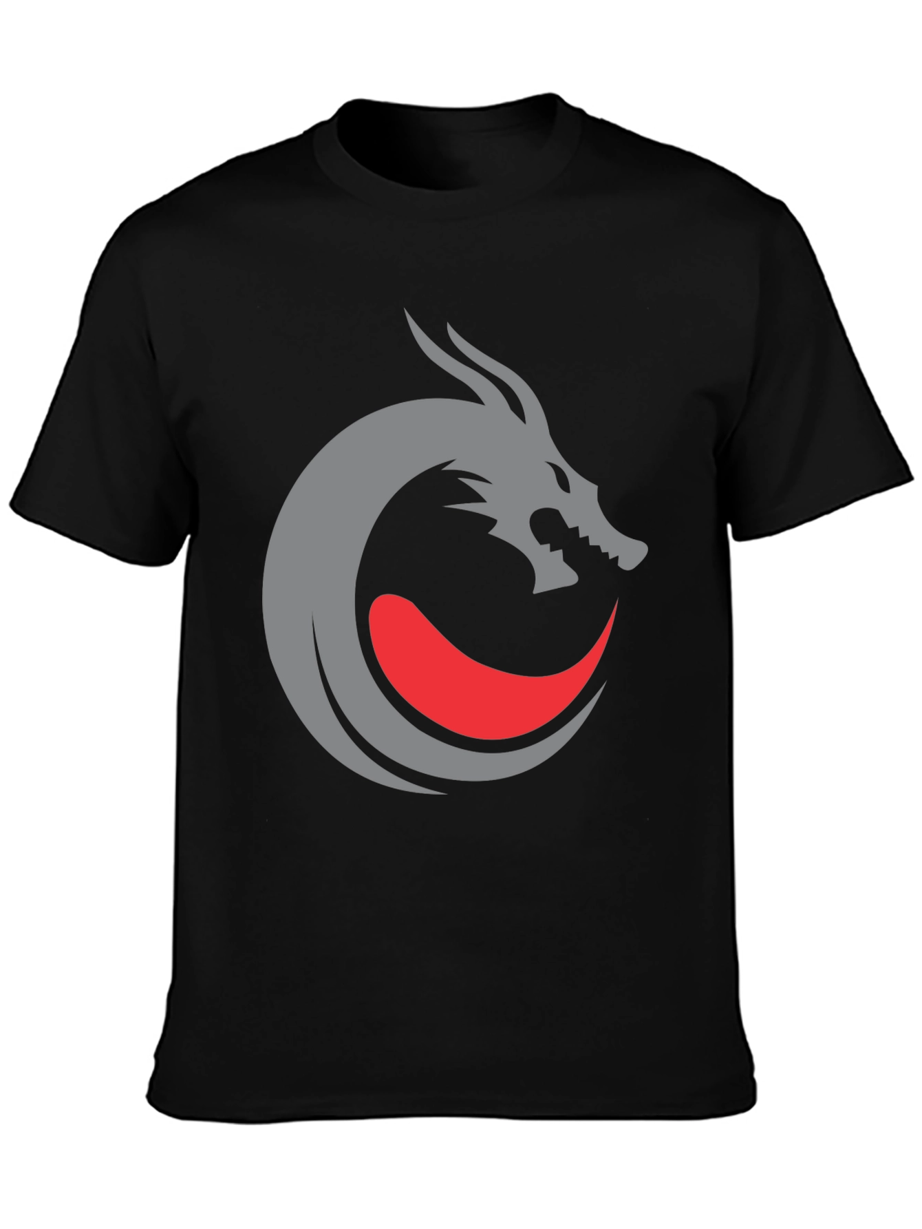 Camiseta Negra Diseño Dragón Circular