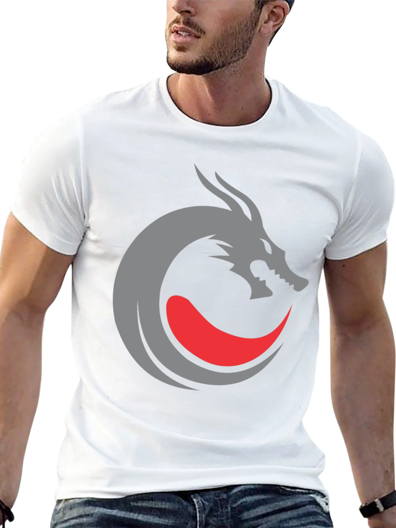 Camiseta Negra Diseño Dragón Circular