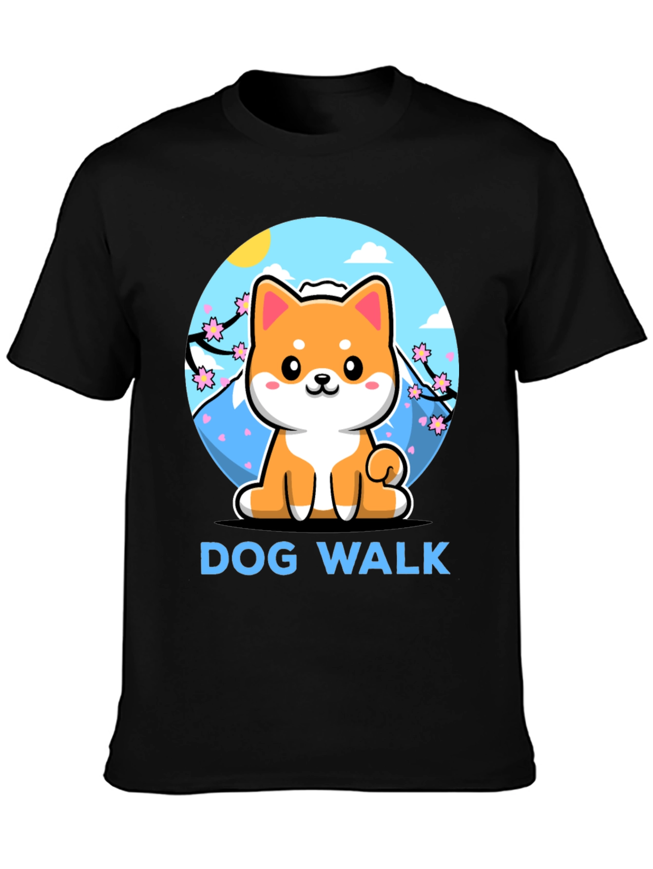 Camiseta Negra Dog Walk Shiba Inu