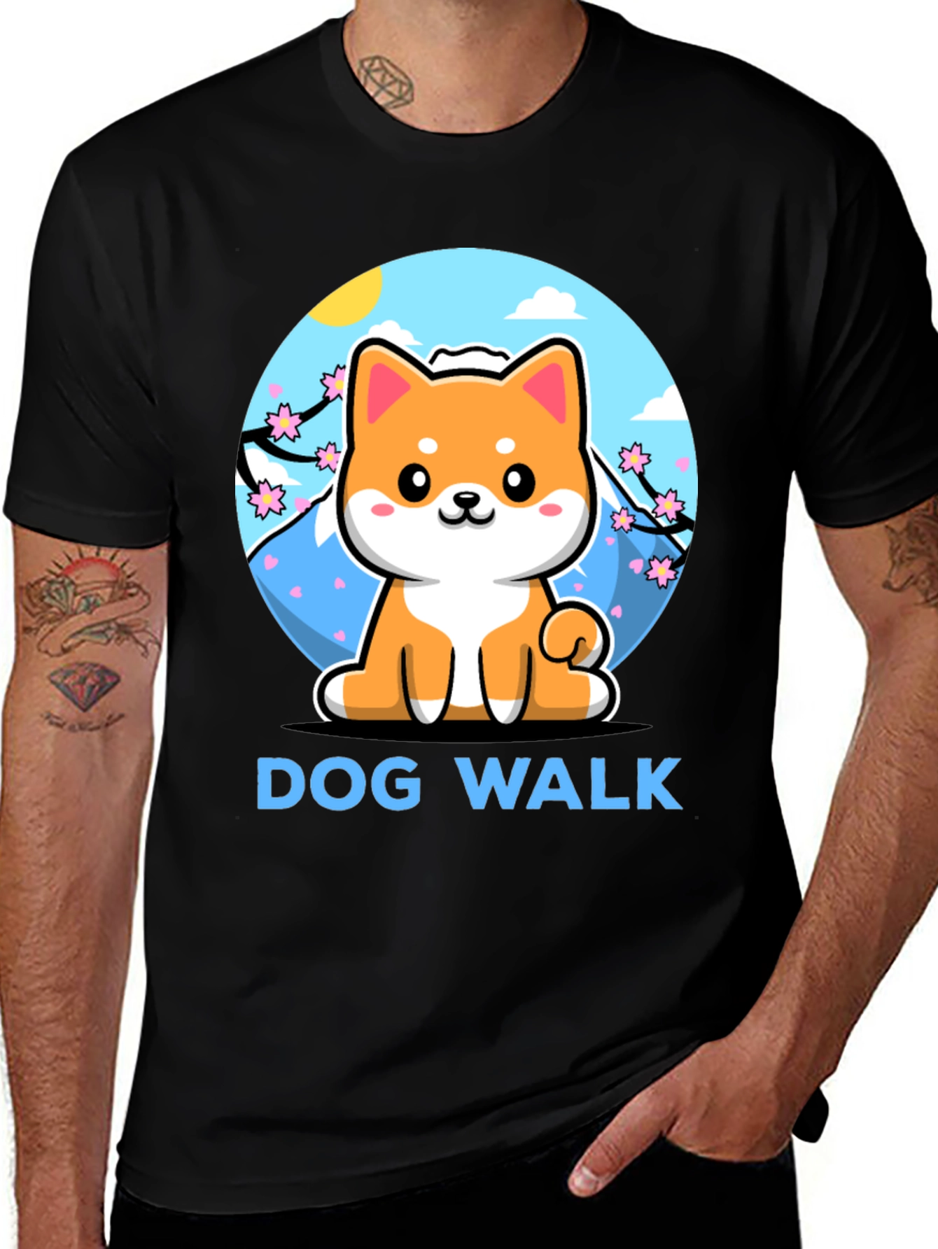 Camiseta Negra Dog Walk Shiba Inu