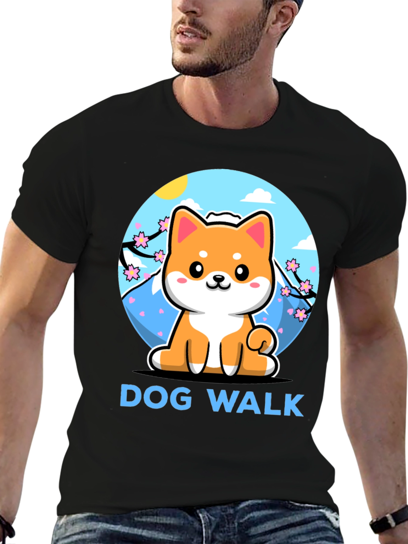 Camiseta Negra Dog Walk Shiba Inu