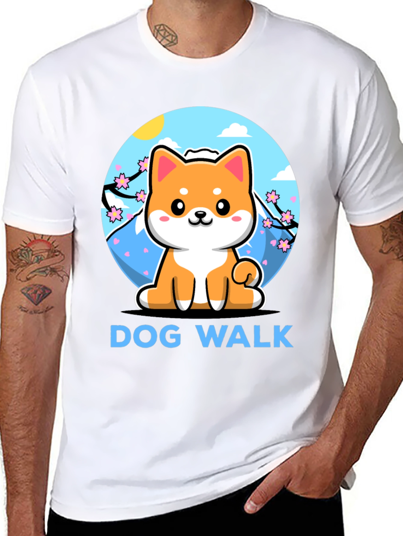 Camiseta Negra Dog Walk Shiba Inu