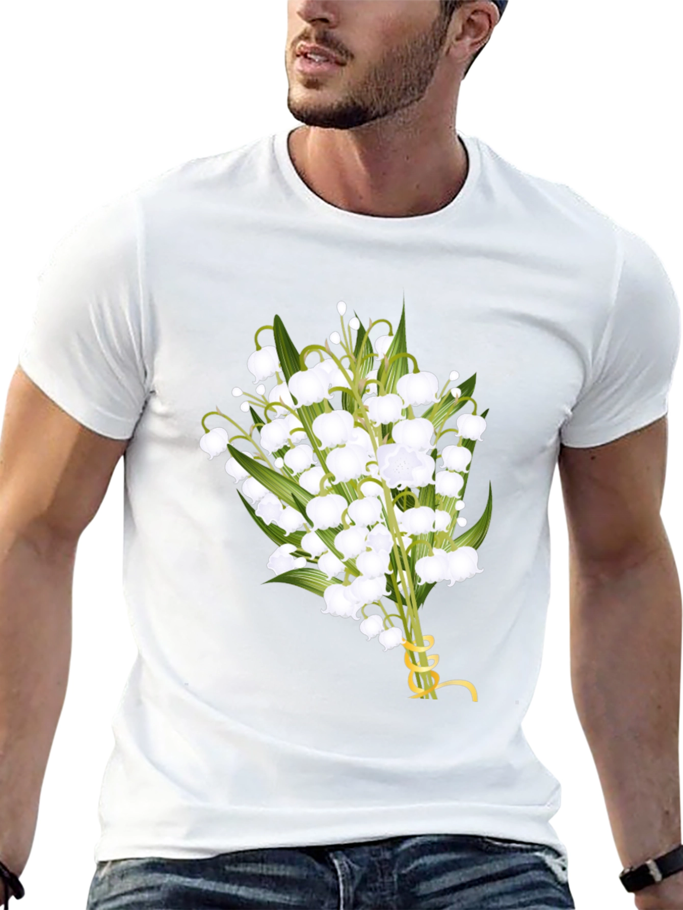 Camiseta Negra con Lirios del Valle