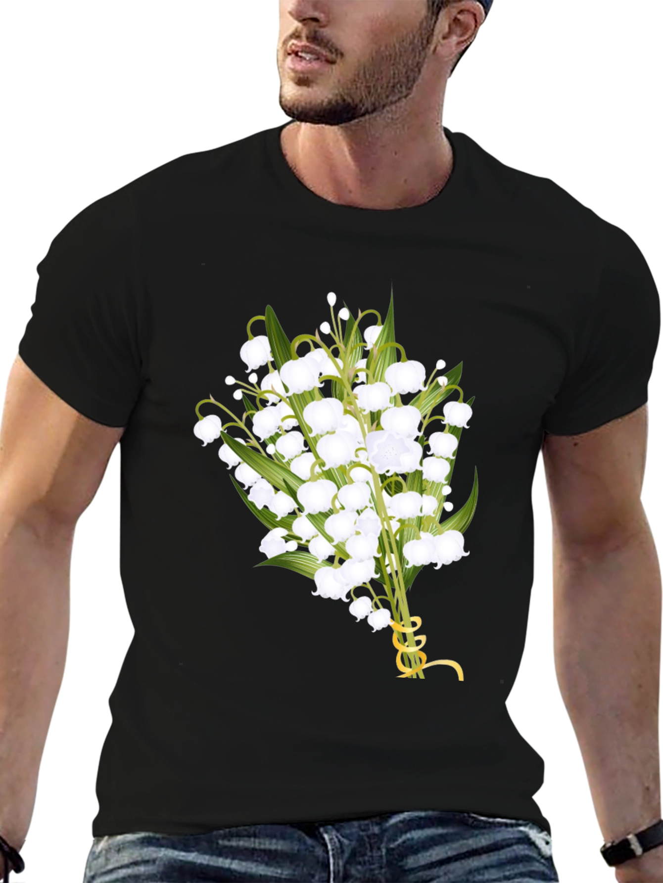 Camiseta Negra con Lirios del Valle