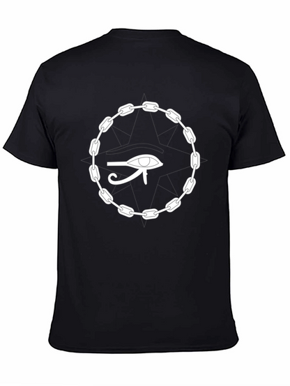 Camiseta Negra Ojo Egipcio Cadena Unisex Algodón