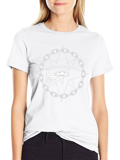 Camiseta Negra Ojo Egipcio Cadena Unisex Algodón
