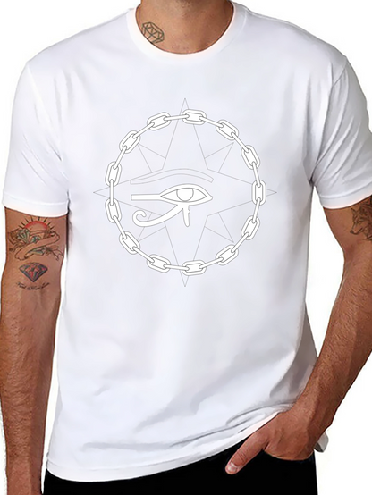 Camiseta Negra Ojo Egipcio Cadena Unisex Algodón