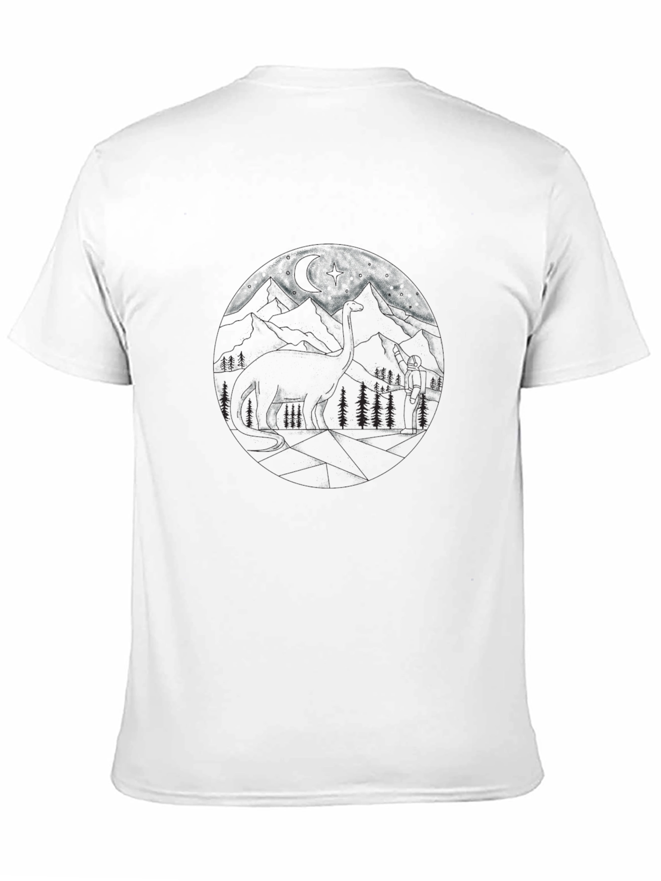 Camiseta Negra Estampada de Montaña para Hombre