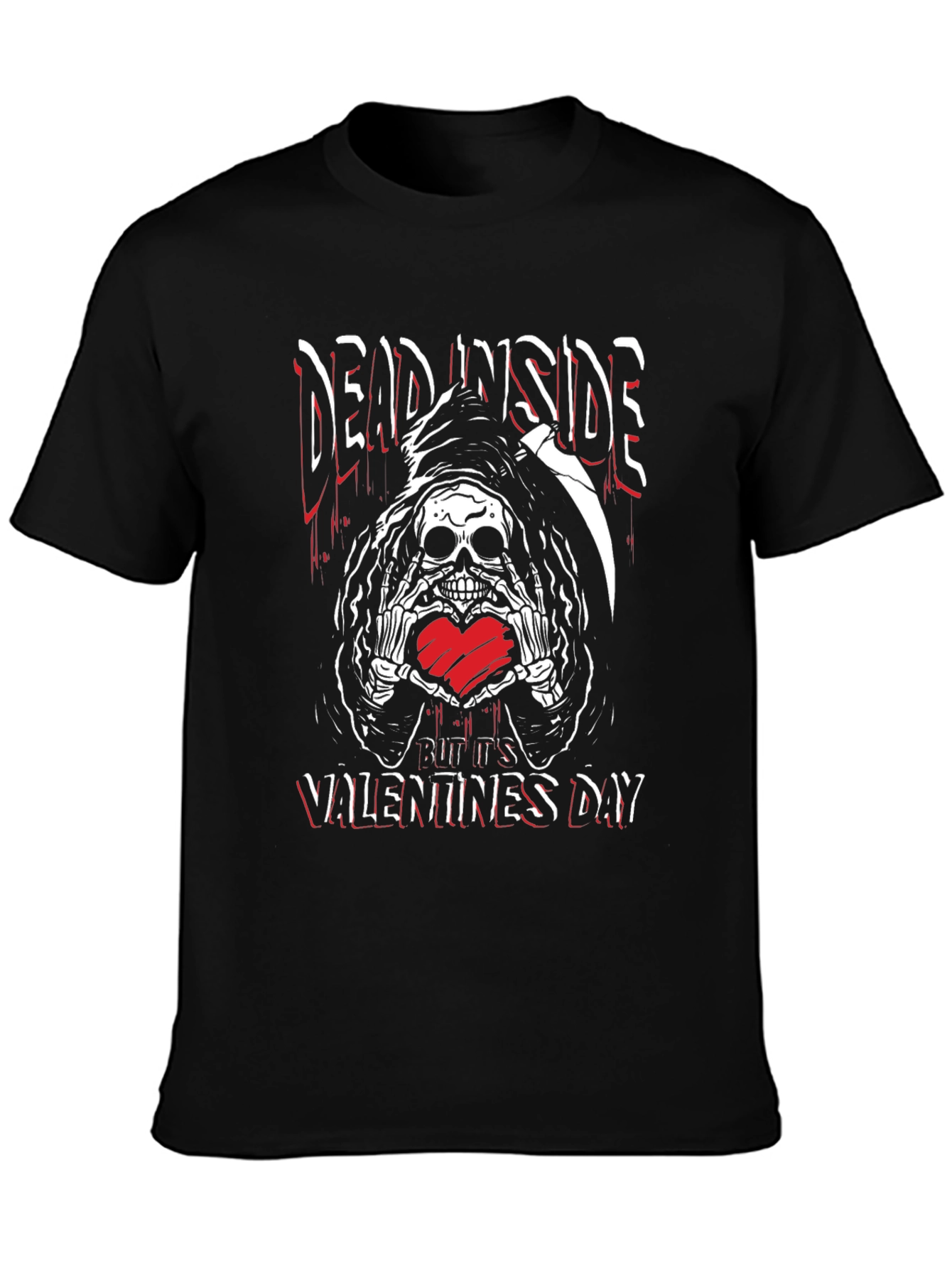 Camiseta Negra Dead Inside San Valentín con Calavera