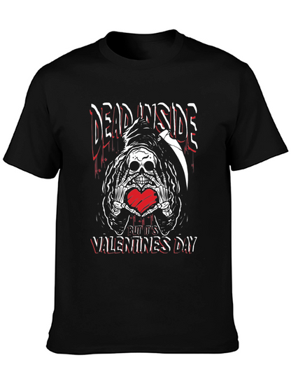 Camiseta Negra Dead Inside San Valentín con Calavera