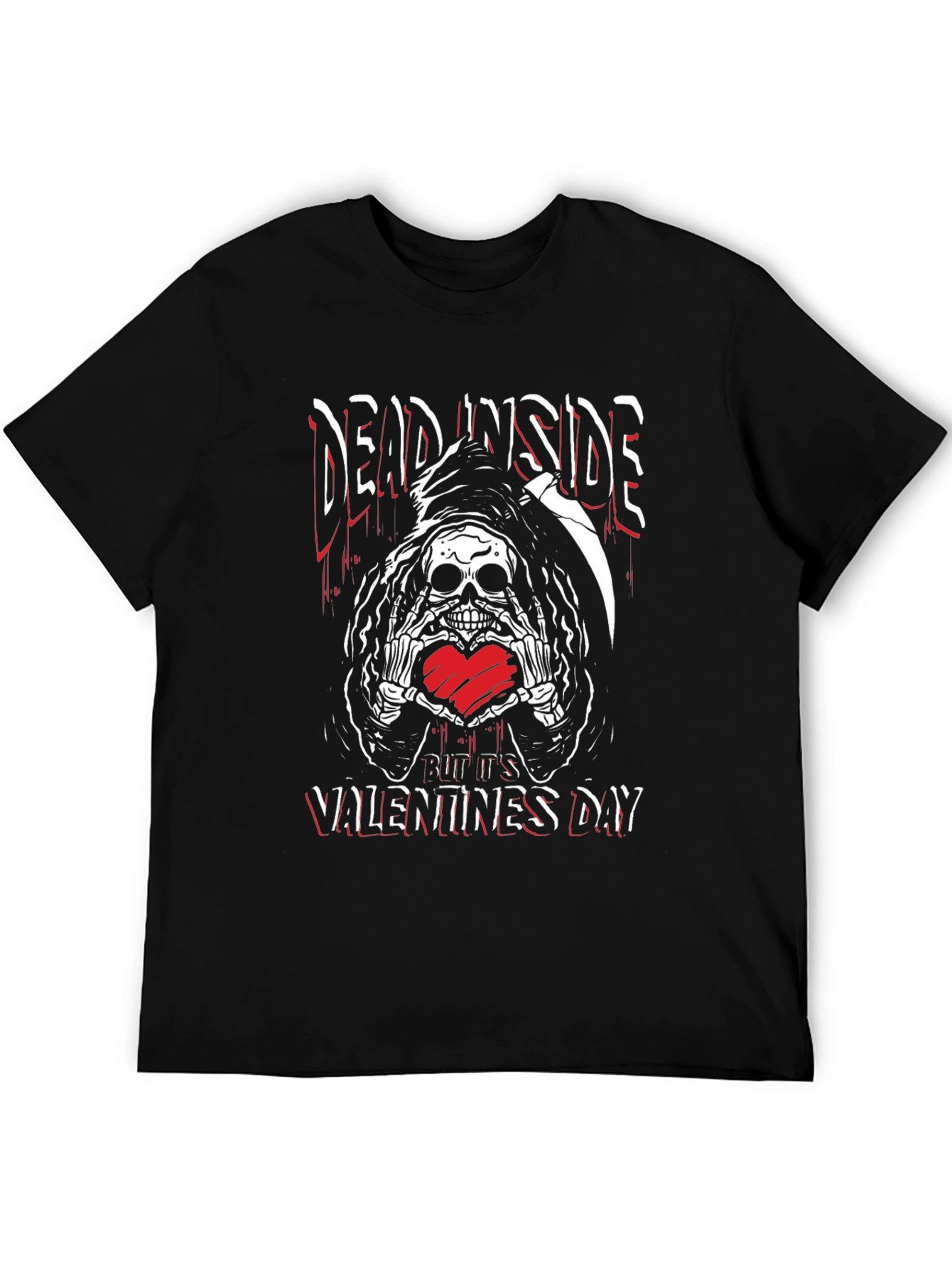 Camiseta Negra Dead Inside San Valentín con Calavera