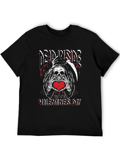Camiseta Negra Dead Inside San Valentín con Calavera