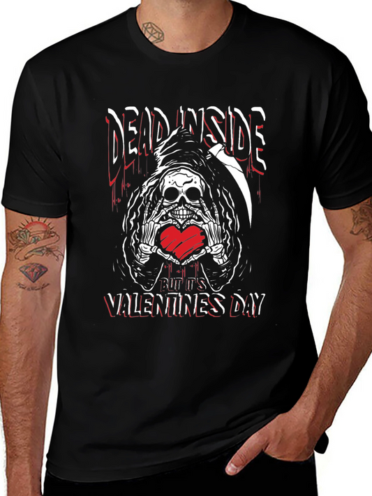 Camiseta Negra Dead Inside San Valentín con Calavera
