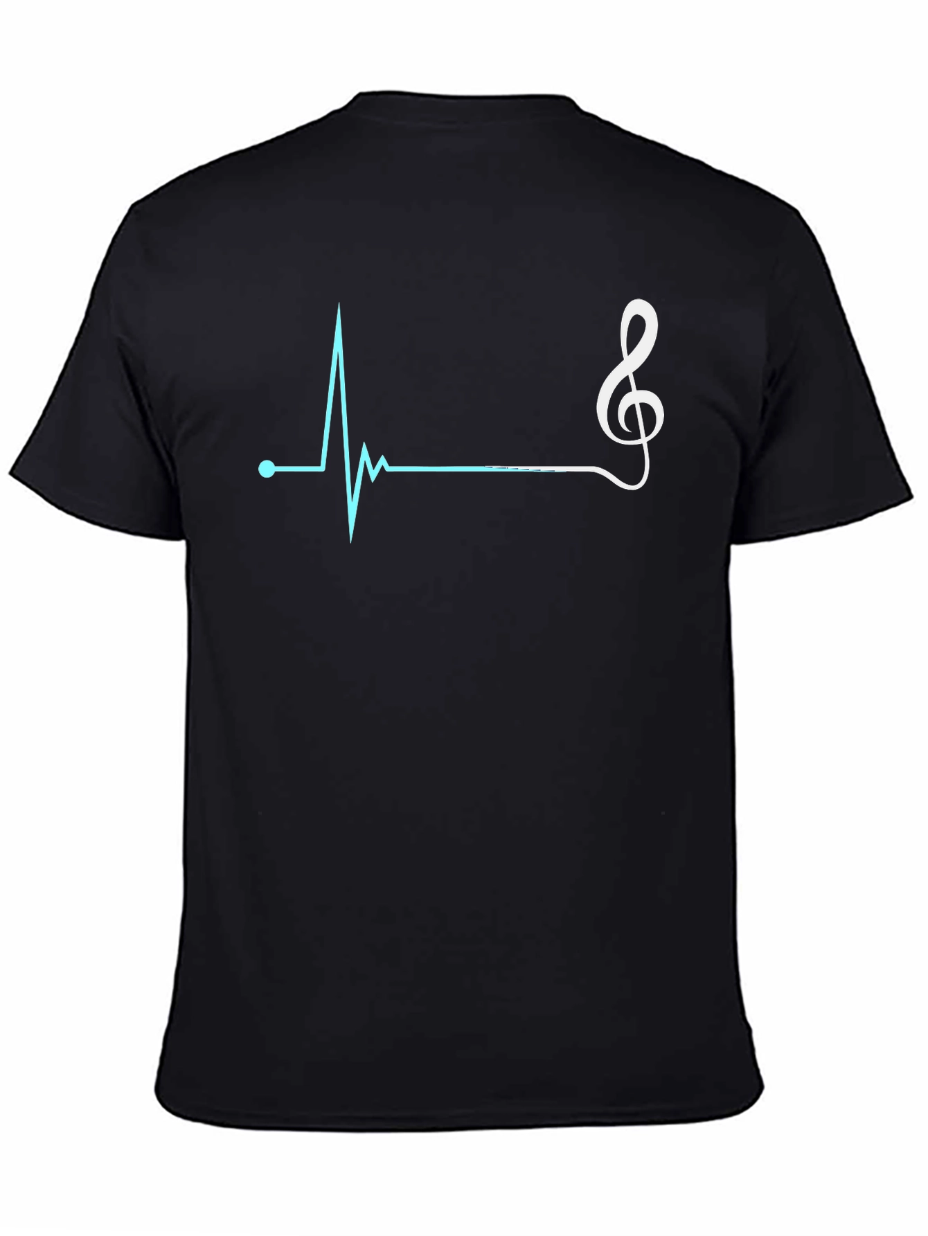 Camiseta Negra con Diseño de Ritmo Cardíaco Musical
