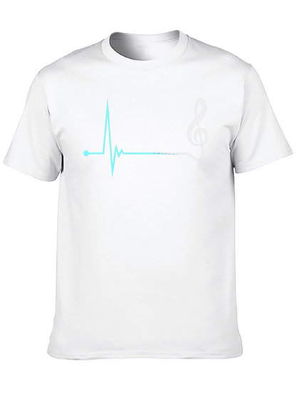 Camiseta Negra con Diseño de Ritmo Cardíaco Musical