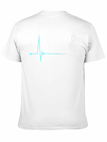 Camiseta Negra con Diseño de Ritmo Cardíaco Musical
