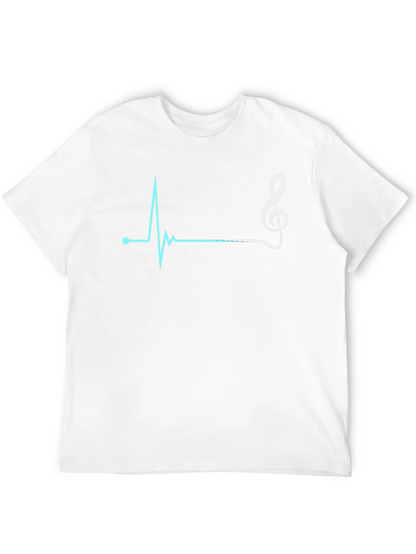 Camiseta Negra con Diseño de Ritmo Cardíaco Musical